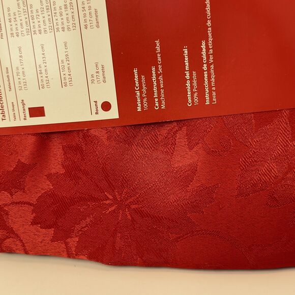Holiday Time Red Fabric Tablecloth 70 inch diameter Round Holiday Polyester NEW - Picture 6 of 7